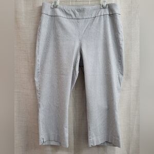 Dana Buchman Black White Pull On Capri Pants Stretch Striped Size Large